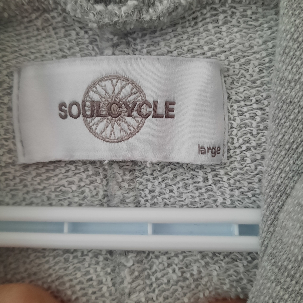 Soulcycle Lightning Bolt Hoodie Sweatshirt Gray Kangaroo Pocket Womens Size L - Picture 2 of 10